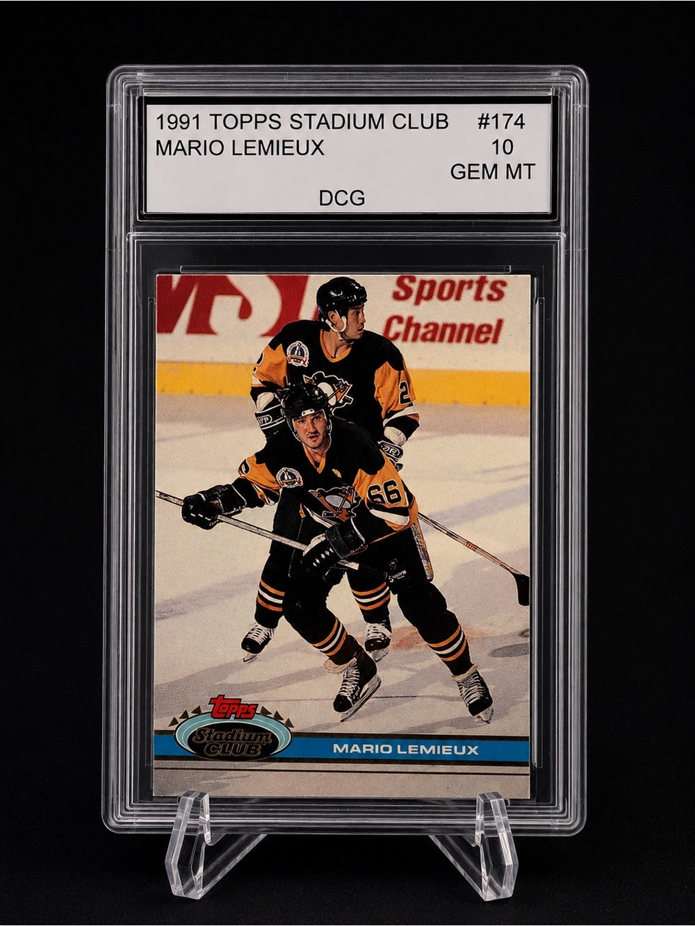 1991 Topps Black Mario Lemieux Hockey Card Pittsburg Penguins